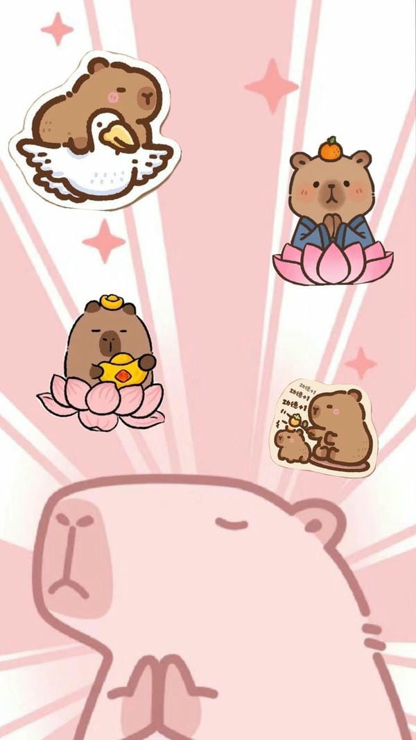 capybara chibi màu hồng