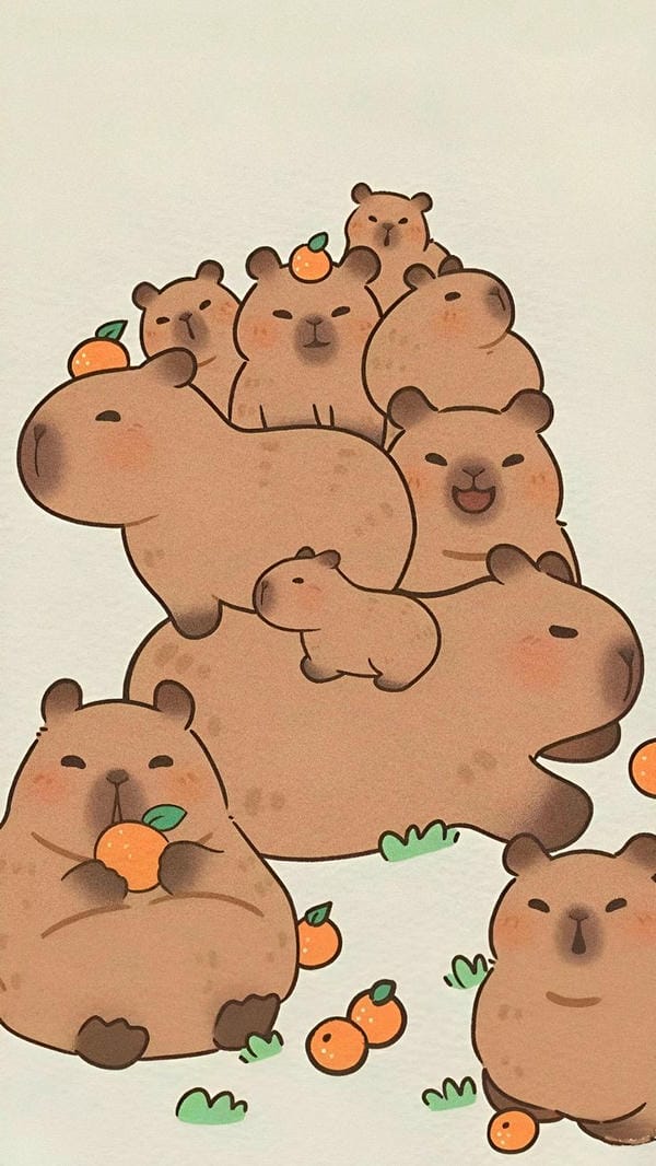 capybara chibi tập chung