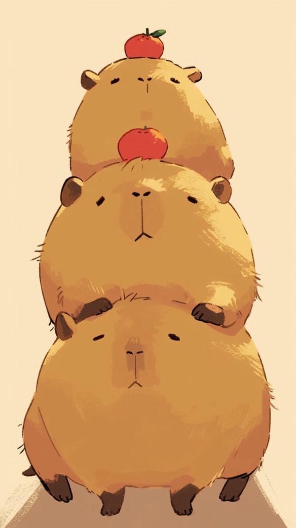 capybara chibi xếp tầng