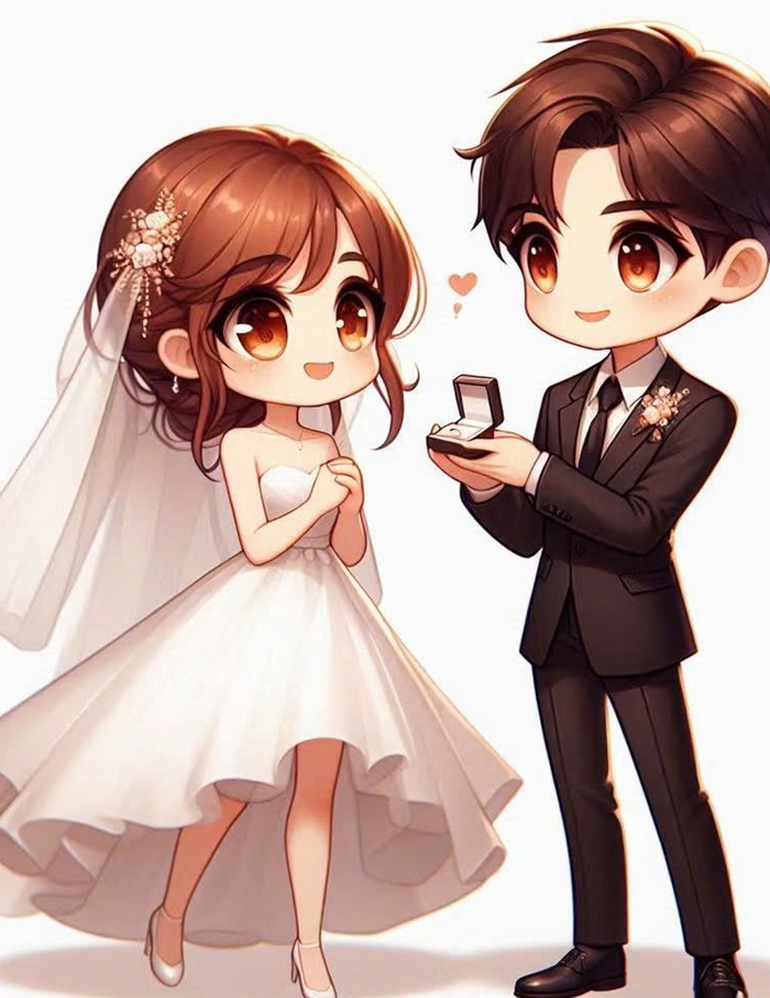 vẽ chibi cô dâu chú rể